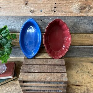 Set of 2 Small Oval Au Gratin Baking Casserole Dishes